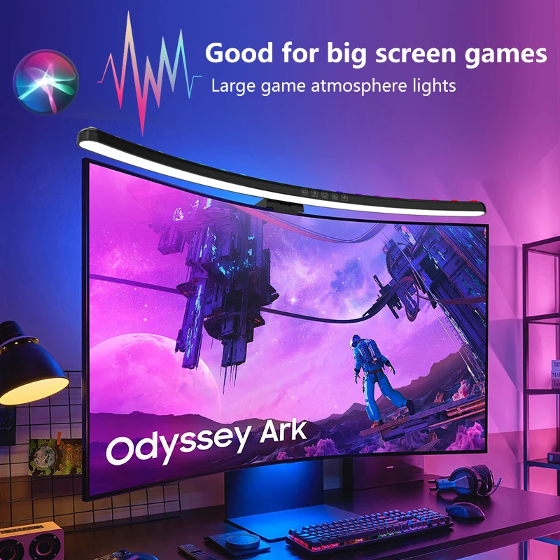 Esports Gaming Desk - Computer Monitor Light Bar RGB Music